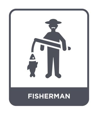 modaya uygun bir tasarım tarzı balıkçı simgesi. Beyaz arka plan üzerinde izole balıkçı simgesi. balıkçı vektör simgesi basit ve modern düz sembolü.