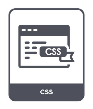 modaya uygun bir tasarım tarzı CSS simgesi. Beyaz arka plan üzerinde izole css simgesi. CSS simgesi basit vektör ve modern düz UI uygulaması, web sitesi, mobil, logo, sembol. CSS simge vektör çizim, Eps10.