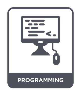 modaya uygun bir tasarım tarzı programlama simgesi. Beyaz arka plan üzerinde izole programlama simgesi. programlama vektör simgesi basit ve modern düz sembolü.