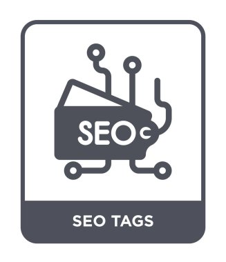 SEO Etiketler simge modaya uygun bir tasarım tarzı. seo Etiketler simgesi beyaz arka plan üzerinde izole. SEO etiketler vektör simgesi basit ve modern düz sembolü.