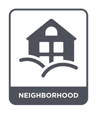 Komşuları simgesini modaya uygun bir tasarım tarzı. Beyaz arka plan üzerinde izole Komşuları simgesini. mahalle vektör simgesi basit ve modern düz sembolü.