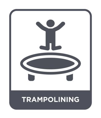 modaya uygun bir tasarım tarzı tramplende zıplarken simgesi. Beyaz arka plan üzerinde izole tramplende zıplarken simgesi. tramplende zıplarken vektör simgesi basit ve modern düz sembolü.