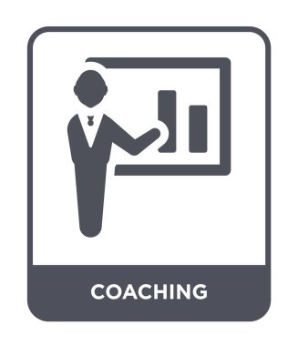 modaya uygun bir tasarım stili simgesini koçluk. Beyaz arka plan üzerinde izole simgesi koçluk. vektör simgesi basit ve modern düz sembolü koçluk.