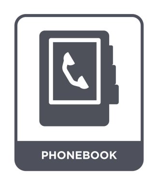 Telefon Defteri simgesini modaya uygun bir tasarım tarzı. Telefon defteri simgesi beyaz arka plan üzerinde izole. Telefon defteri vektör simgesi basit ve modern düz sembolü.