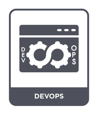 modaya uygun bir tasarım tarzı DevOps simgesi. Beyaz arka plan üzerinde izole devops simgesi. DevOps vektör simgesi basit ve modern düz sembolü.