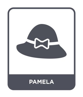 modaya uygun bir tasarım tarzı Pamela simgesi. Beyaz arka plan üzerinde izole pamela simgesi. Pamela vektör simgesi basit ve modern düz sembolü.