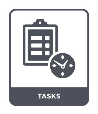 görevler simgesini modaya uygun bir tasarım tarzı. Beyaz arka plan üzerinde izole görevler simgesini tıklatın. simge basit görevleri vektör ve modern düz UI uygulaması, web sitesi, mobil, logo, sembol. görevleri simge vektör çizim, Eps10.