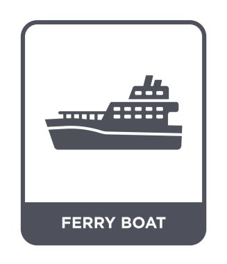Feribot Tekne simgesi modaya uygun bir tasarım tarzı. Feribot Tekne simgesi beyaz arka plan üzerinde izole. feribot tekne vektör simgesi basit ve modern düz sembolü.