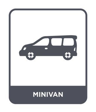 modaya uygun bir tasarım tarzı minivan simgesi. Beyaz arka plan üzerinde izole minivan simgesi. Minibüs vektör simgesi basit ve modern düz sembolü.