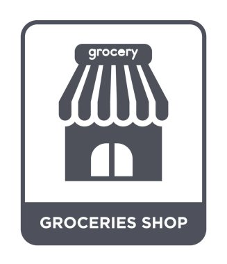 modaya uygun bir tasarım tarzı yiyecek dükkanı simgesi. bakkal dükkanı simgesi beyaz arka plan üzerinde izole. vektör simgesi basit ve modern düz sembolü bakkal alışveriş.