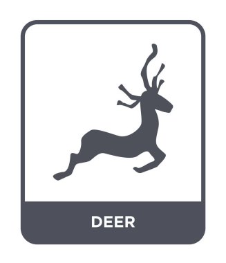 modaya uygun bir tasarım tarzı geyik simgesi. Beyaz arka plan üzerinde izole geyik simgesi. geyik simgesi basit vektör ve modern düz UI uygulaması, web sitesi, mobil, logo, sembol. geyik simge vektör çizim, Eps10.