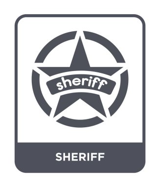 Şerif simgesi modaya uygun bir tasarım tarzı. Beyaz arka plan üzerinde izole Şerif simgesi. Şerif vektör simgesi basit ve modern düz sembolü.