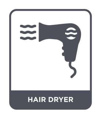 saç kurutma makinesi simgesini modaya uygun bir tasarım tarzı. saç kurutma makinesi simgesi beyaz arka plan üzerinde izole. saç kurutma makinesi vektör simgesi basit ve modern düz sembolü.