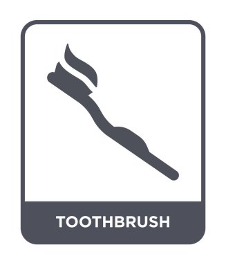 modaya uygun bir tasarım tarzı diş fırçası simgesi. diş fırçası simgesi beyaz arka plan üzerinde izole. diş fırçası vektör simgesi basit ve modern düz sembolü.