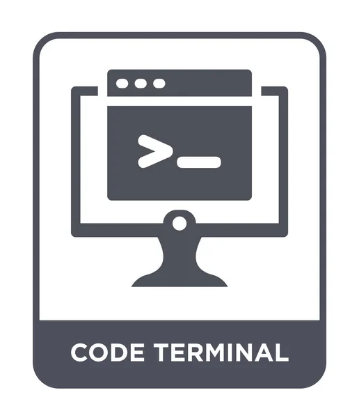 Kodu Terminal Simgesini Modaya Uygun Bir Tasarım Tarzı Beyaz Arka — Stok Vektör