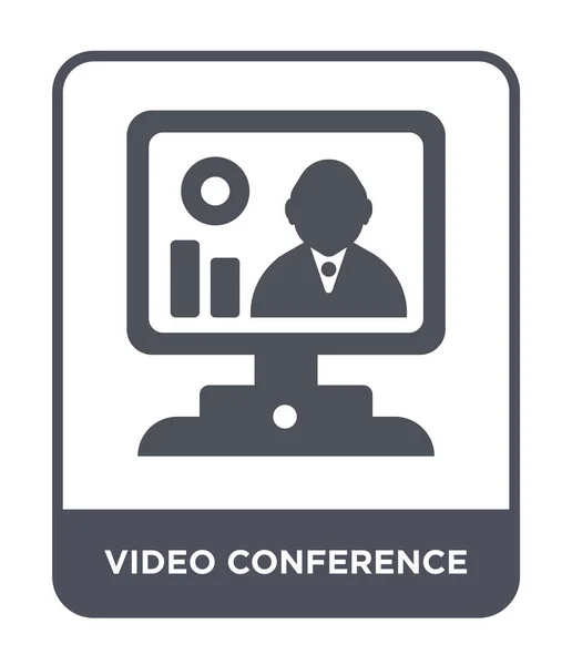 Icono Videoconferencia Estilo Diseño Moda Icono Videoconferencia Aislado Sobre Fondo — Archivo Imágenes Vectoriales
