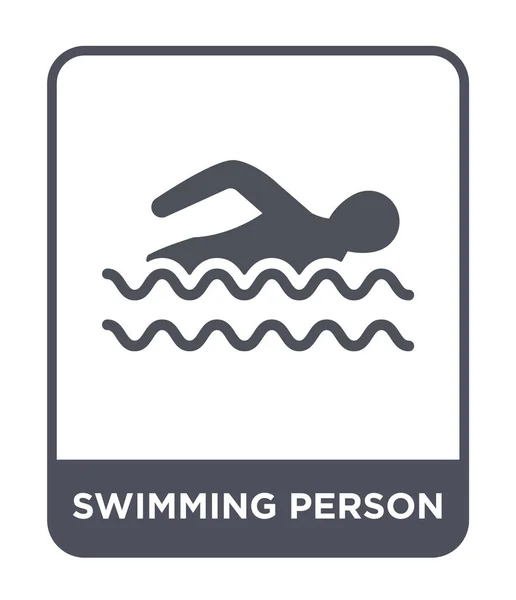 时尚设计风格的游泳人图标 游泳人图标查出在白色背景 游泳人矢量图标简单和现代平面符号 — 图库矢量图片