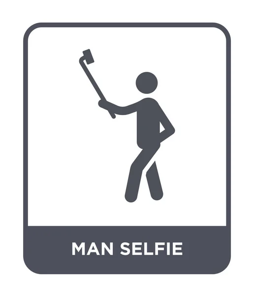 トレンディなデザイン スタイルの男 Selfie アイコン Selfie アイコンは 白い背景で隔離 Selfie ベクトル アイコン — ストックベクタ