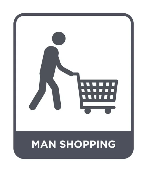 Man Shopping Ikone Trendigen Design Stil Mann Shopping Ikone Isoliert — Stockvektor