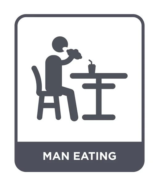 トレンディなデザイン スタイルで食べる人 アイコン 白い背景で隔離の男性が食べてアイコン 人食いベクトル アイコン シンプルでモダンなフラット記号 — ストックベクタ
