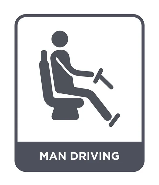 トレンディなデザイン スタイルのアイコンを運転の男 白い背景で隔離のアイコンを運転します ベクトル アイコン シンプルでモダンなフラット記号を運転の男 — ストックベクタ