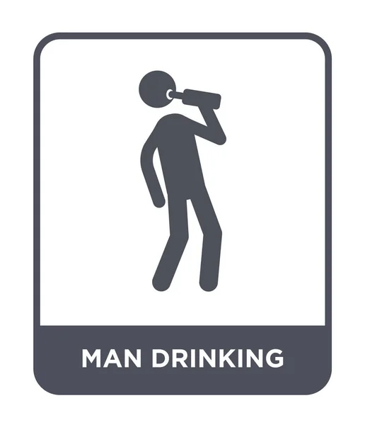 トレンディなデザイン スタイルのアイコンを飲む男性 白い背景で隔離のアイコンを飲む男性 ベクトル アイコン シンプルでモダンなフラット記号を飲む男性 — ストックベクタ