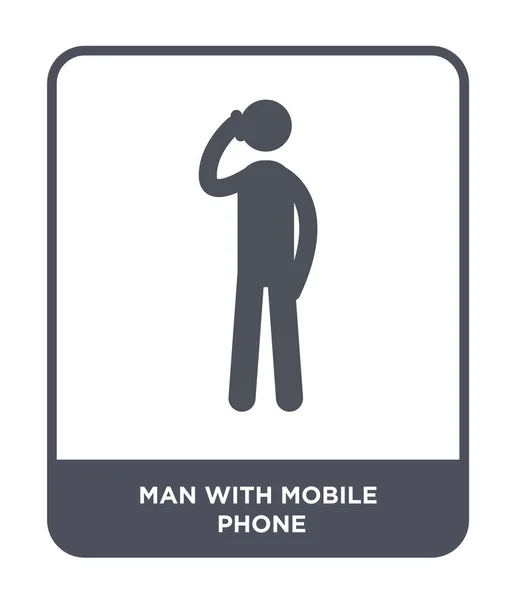Homme Avec Icône Téléphone Portable Dans Style Design Mode Homme — Image vectorielle