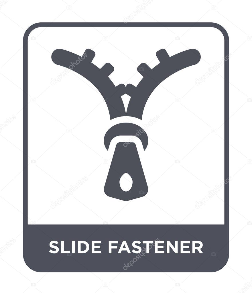 Slide fastener icon in trendy design style. slide fastener icon isolated on white background. slide fastener vector icon simple and modern flat symbol.