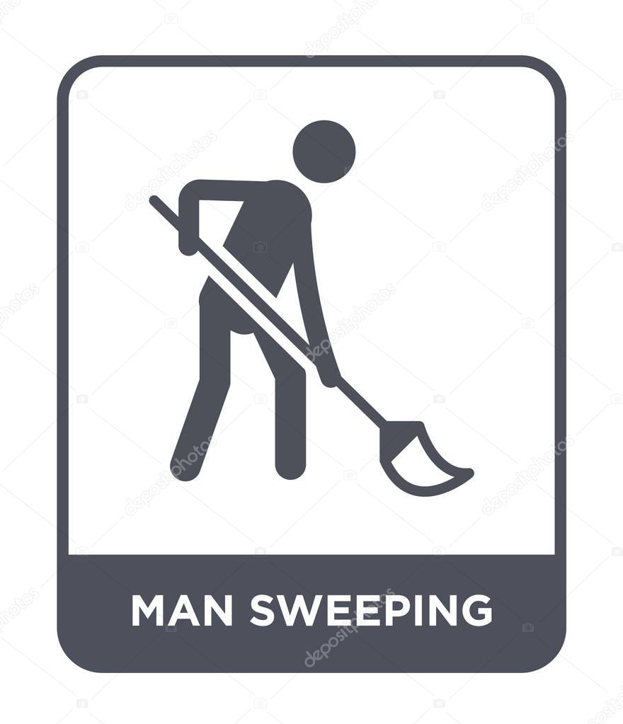 man sweeping icon in trendy design style. man sweeping icon isolated on white background. man sweeping vector icon simple and modern flat symbol.