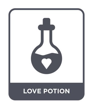modaya uygun bir tasarım tarzı aşk iksiri simgesi. aşk iksiri simgesi beyaz arka plan üzerinde izole. aşk iksiri vektör simgesi basit ve modern düz sembolü.
