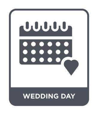 modaya uygun bir tasarım tarzı düğün günü simgesi. Düğün günü simgesi beyaz arka plan üzerinde izole. Düğün günü vektör simgesi basit ve modern düz sembolü.