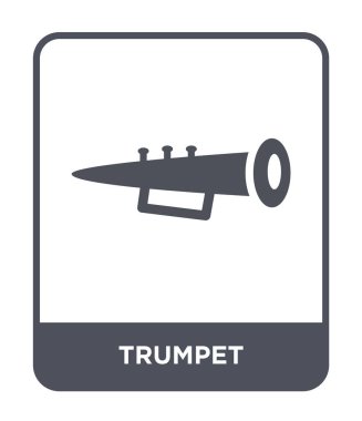 modaya uygun bir tasarım tarzı trompet simgesi. Beyaz arka plan üzerinde izole trompet simgesi. trompet vektör simgesi basit ve modern düz sembolü.