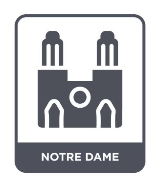 Notre dame simgesi modaya uygun bir tasarım tarzı. notre dame simgesi beyaz arka plan üzerinde izole. Notre dame vektör simgesi basit ve modern düz sembolü.