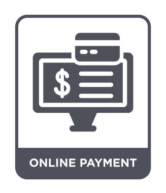 modaya uygun bir tasarım tarzı online ödeme simgesi. online ödeme simgesi beyaz arka plan üzerinde izole. Online ödeme vektör simgesi basit ve modern düz sembolü.