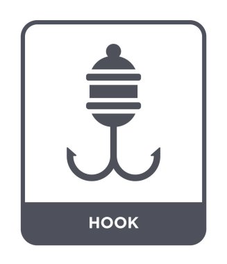 modaya uygun bir tasarım tarzı kanca simgesi. Beyaz arka plan üzerinde izole simgesi kanca. vektör simgesi basit ve modern düz simgesi web sitesi, mobil, logo, app, kanca UI. kanca simge vektör çizim, Eps10.