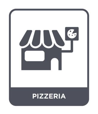 modaya uygun bir tasarım tarzı pizzacı simgesi. Beyaz arka plan üzerinde izole pizzacı simgesi. Pizzacı vektör simgesi basit ve modern düz sembolü.