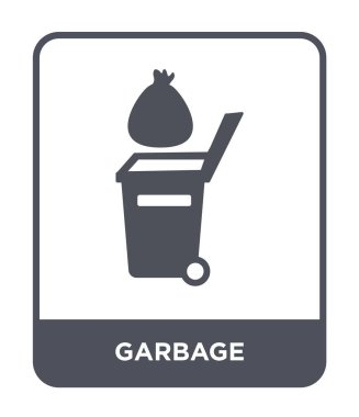 modaya uygun bir tasarım stili simgesini çöp. Beyaz arka plan üzerinde izole çöp simgesi. Çöp vektör simgesi basit ve modern düz sembolü.