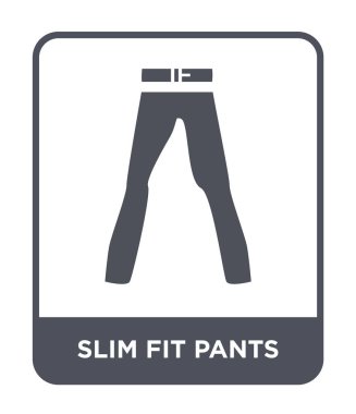 İnce pantolon simgesi modaya uygun bir tasarım tarzı içinde uygun. Slim fit simgesi beyaz arka plan üzerinde izole pantolon. Slim fit vektör simgesi basit ve modern düz sembolü pantolon.