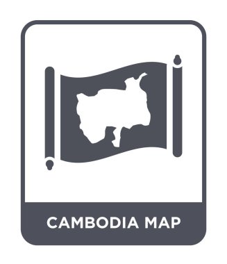 Kamboçya haritası simgesini modaya uygun bir tasarım tarzı. Kamboçya Harita simgesi beyaz arka plan üzerinde izole. Kamboçya Haritası vektör simgesi basit ve modern düz sembolü.