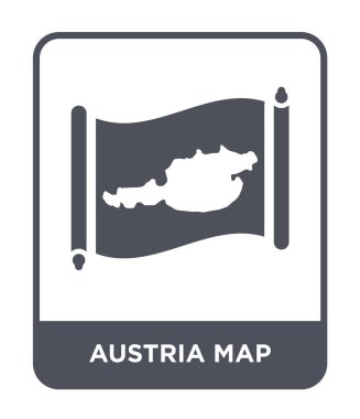 Avusturya harita simgesini modaya uygun bir tasarım tarzı. Avusturya harita simgesi beyaz arka plan üzerinde izole. Avusturya harita vektör simgesi basit ve modern düz sembolü.
