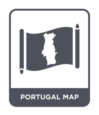 Portekiz harita simgesini modaya uygun bir tasarım tarzı. Portekiz harita simgesi beyaz arka plan üzerinde izole. Portekiz harita vektör simgesi basit ve modern düz sembolü.