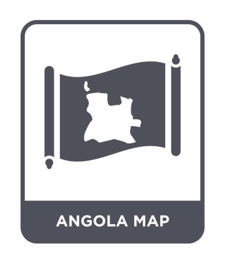 Angola Haritası simgesini modaya uygun bir tasarım tarzı. angola harita simgesi beyaz arka plan üzerinde izole. Angola Haritası vektör simgesi basit ve modern düz sembolü.