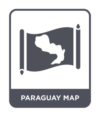 Paraguay harita simgesini modaya uygun bir tasarım tarzı. paraguay harita simgesi beyaz arka plan üzerinde izole. Paraguay harita vektör simgesi basit ve modern düz sembolü.