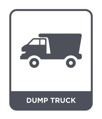 modaya uygun bir tasarım tarzı damperli kamyon simgesi. Beyaz arka plan üzerinde izole damperli kamyon simgesi. Damperli kamyon vektör simgesi basit ve modern düz sembolü.