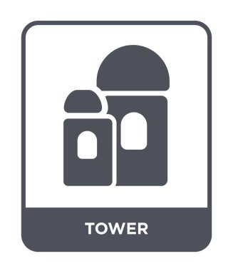 modaya uygun bir tasarım tarzı simgesi Kulesi. Beyaz arka plan üzerinde izole simgesi Kulesi. kule vektör simgesi basit ve modern düz simgesi web sitesi, mobil, logo, app, UI. kule simge vektör çizim, Eps10.