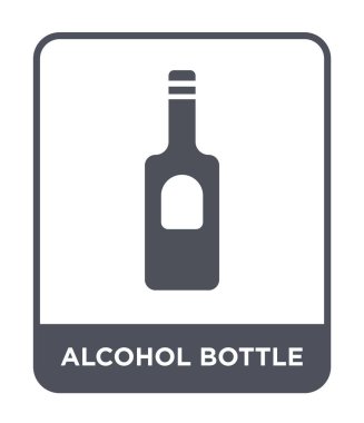 alkol şişe simgesi modaya uygun bir tasarım tarzı. alkol şişe simgesi beyaz arka plan üzerinde izole. alkol şişe vektör simgesi basit ve modern düz sembolü.