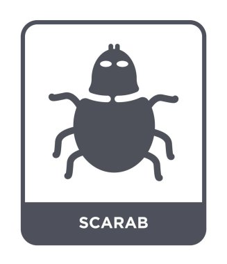 modaya uygun bir tasarım tarzı Scarab simgesi. Beyaz arka plan üzerinde izole scarab simgesi. Scarab vektör simgesi basit ve modern düz sembolü.