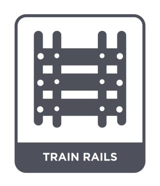 Tren rayları simgesi modaya uygun bir tasarım tarzı. Tren rayları simgesi beyaz arka plan üzerinde izole. tren vektör simgesi basit ve modern düz sembolü raylar.