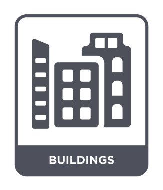 modaya uygun bir tasarım tarzı binalar simgesi. Beyaz arka plan üzerinde izole binalar simgesi. binalar vektör simgesi basit ve modern düz sembolü.