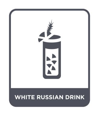 Beyaz Rus içecek simgesi modaya uygun bir tasarım tarzı. Beyaz Rus içecek simgesi beyaz arka plan üzerinde izole. Beyaz Rus içecek vektör simgesi basit ve modern düz sembolü.